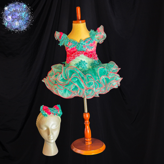 *3-9 Months - Bright & Beautiful Hot Pink and Green