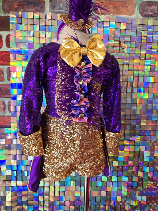 3/4 Parisian Bridal Willie Wonka Fun Fashion in Purple and Gold