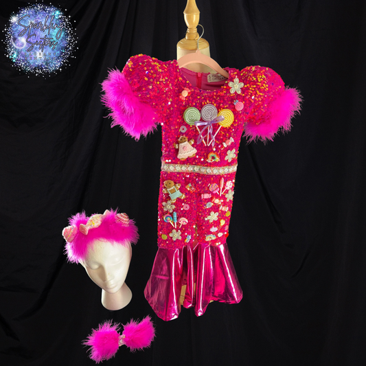 *9-12 Months - Princess Lolly Hot Pink with Candy