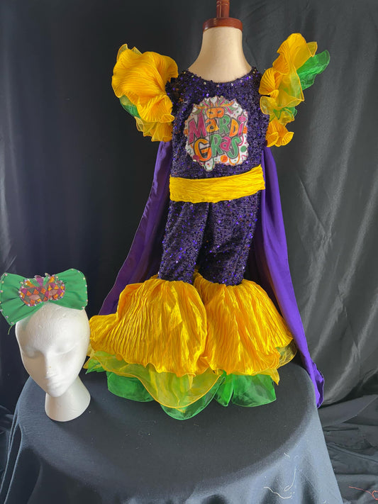 2/4 Jumping Mardi Gras FF in vibrant Purple and Yellow