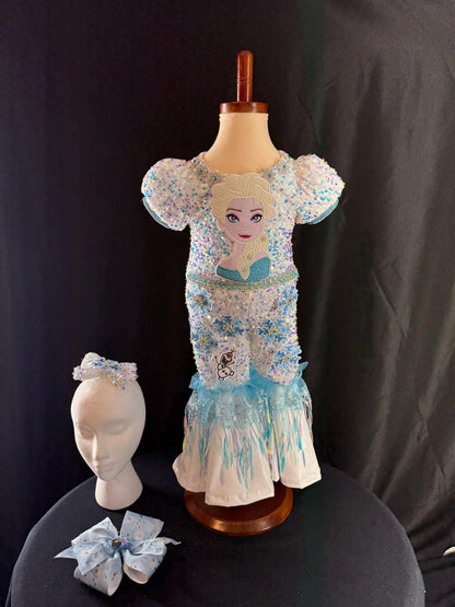 12-18 Months - Elsa & Olaf OOC in dusty blue and white