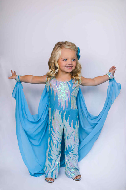 2/3T Frozen/Dolly Vibes FF in Dusty Blue and Sparkles