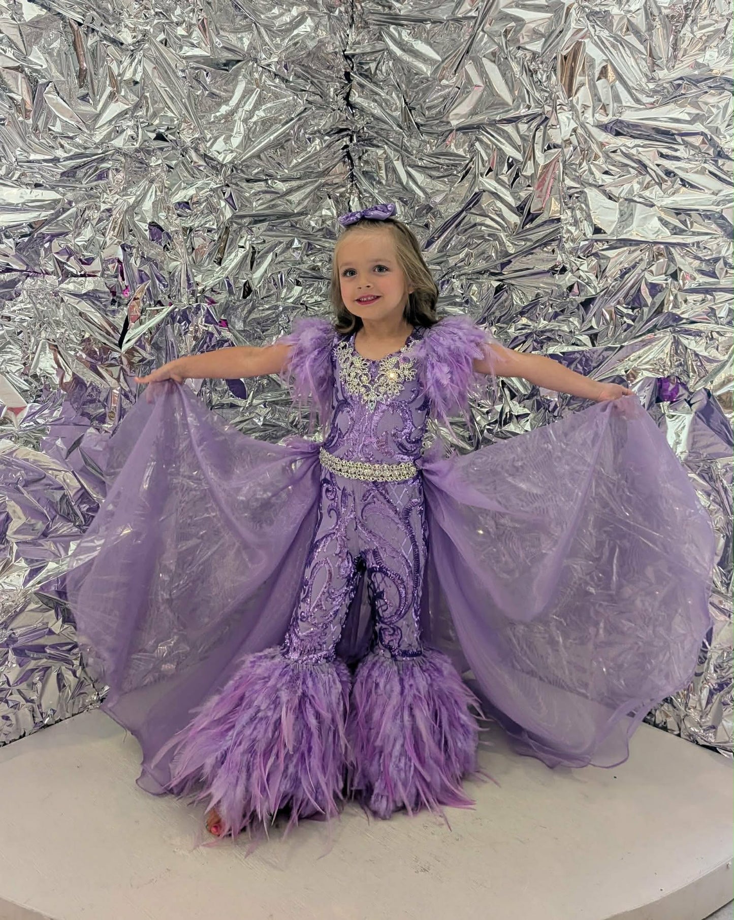3/4 Purple Feather FF by Parisian Bridal
