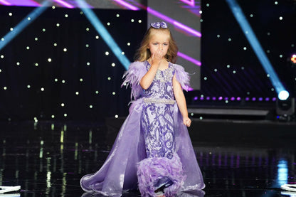 3/4 Purple Feather FF by Parisian Bridal