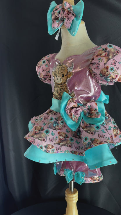 18/3 My Highland Cow Semi-Glitz in Pink and Turquoise